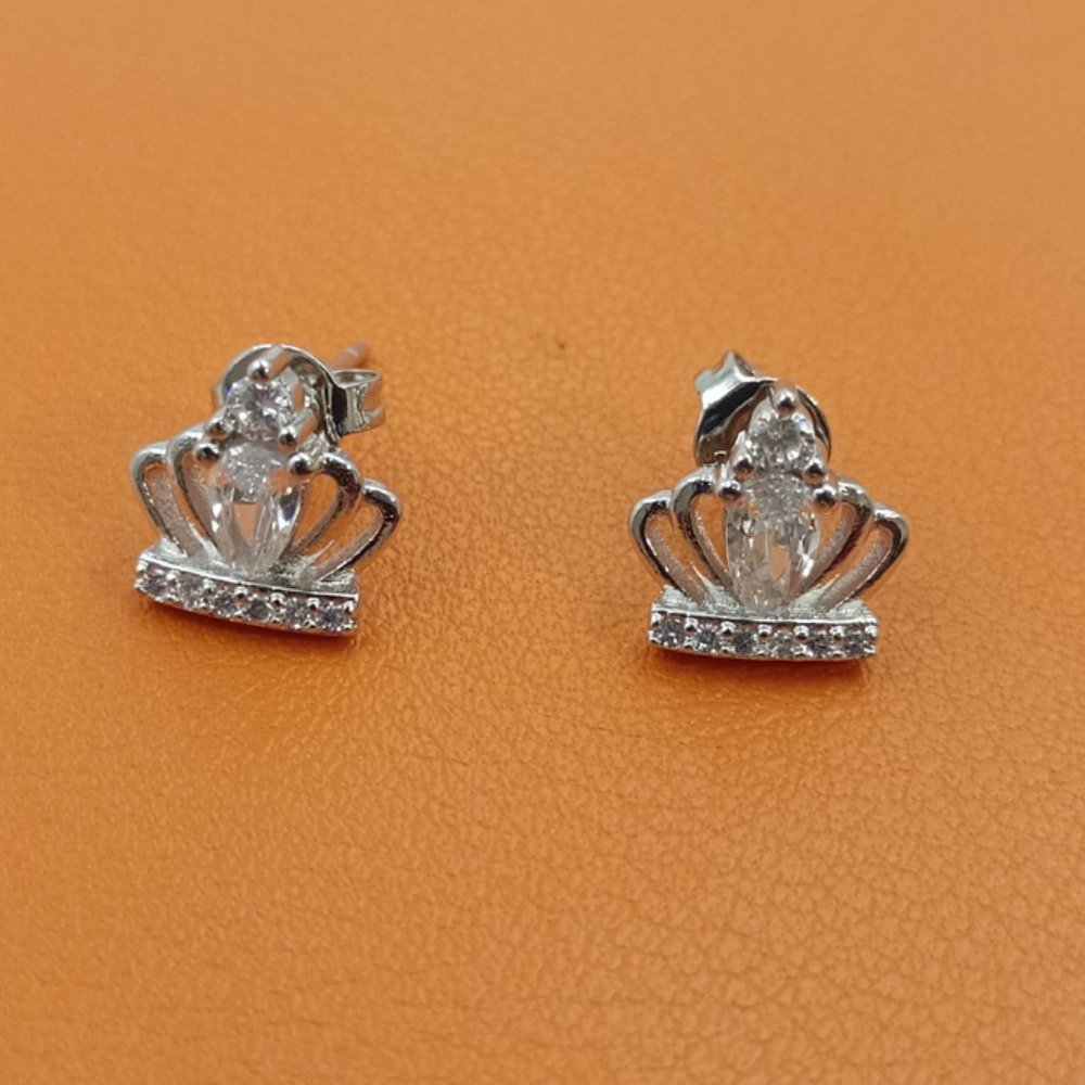 925 New Sterling Silver Fashion Crown Earrings